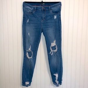 Fashion Nova Distressed Medium Wash Skinny Jeans Junior 11